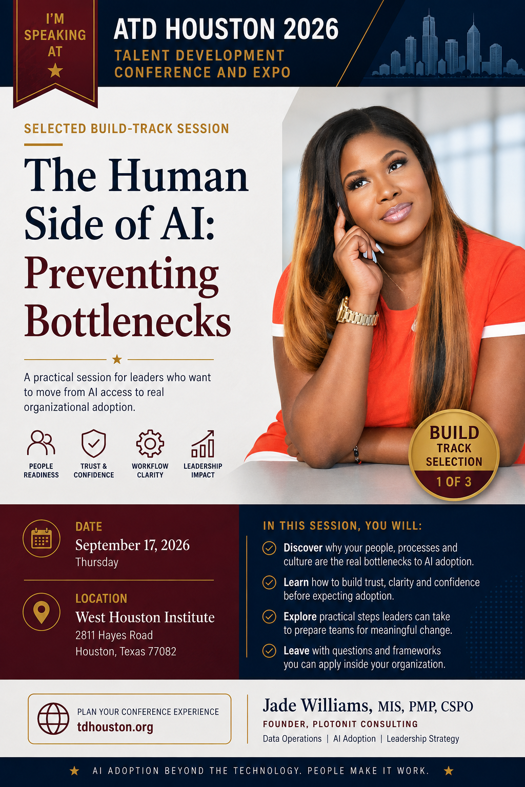Jade Williams ATD Houston 2026 conference promotional flyer